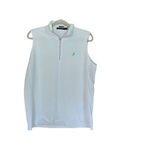 Polo Golf Ralph Lauren Women’s Sleeveless Zip Polo Shirt White XL Tailored Fit
